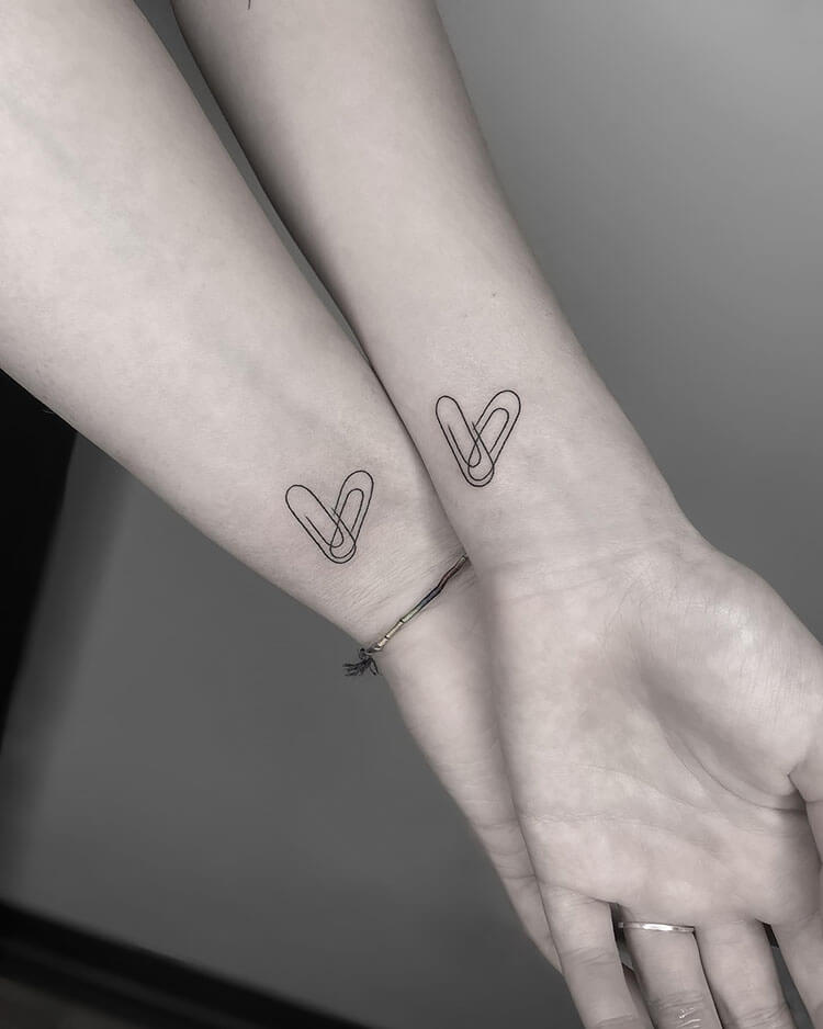 Paper Clip Heart Tattoo