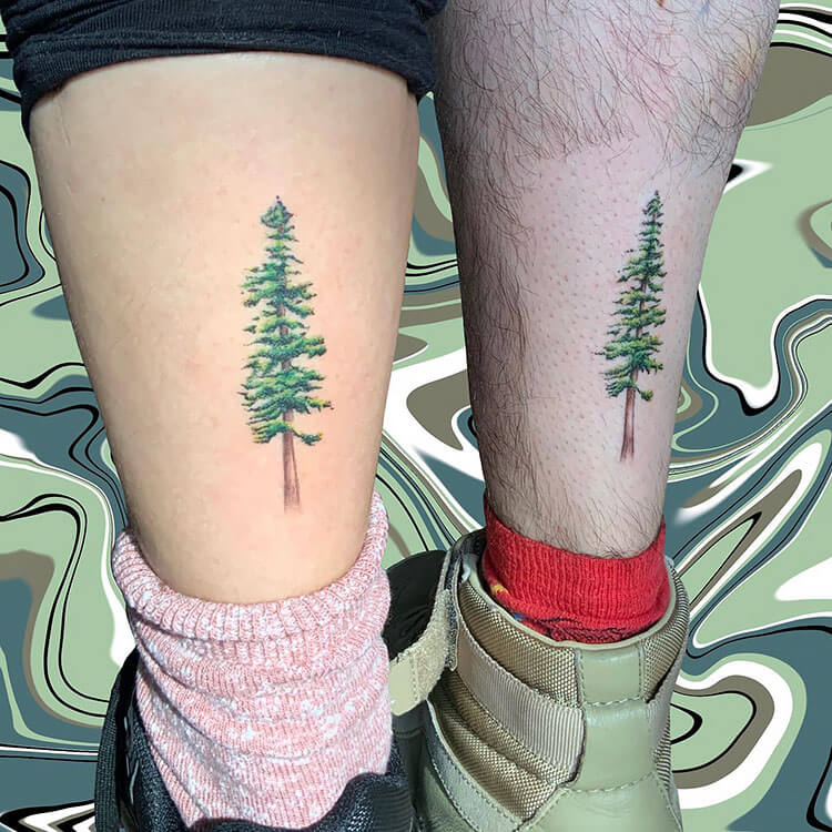 Matching Evergreen Trees Tattoo