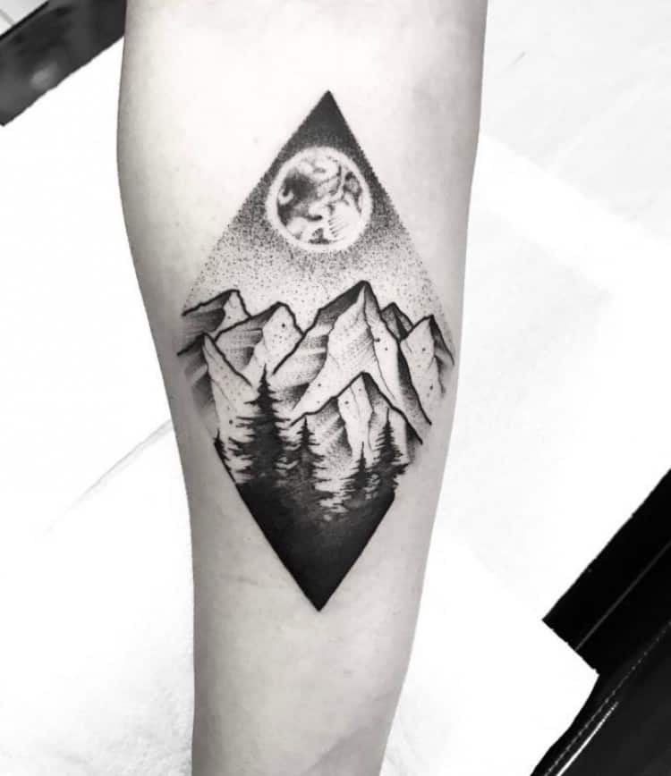 geometric mountain tattoo