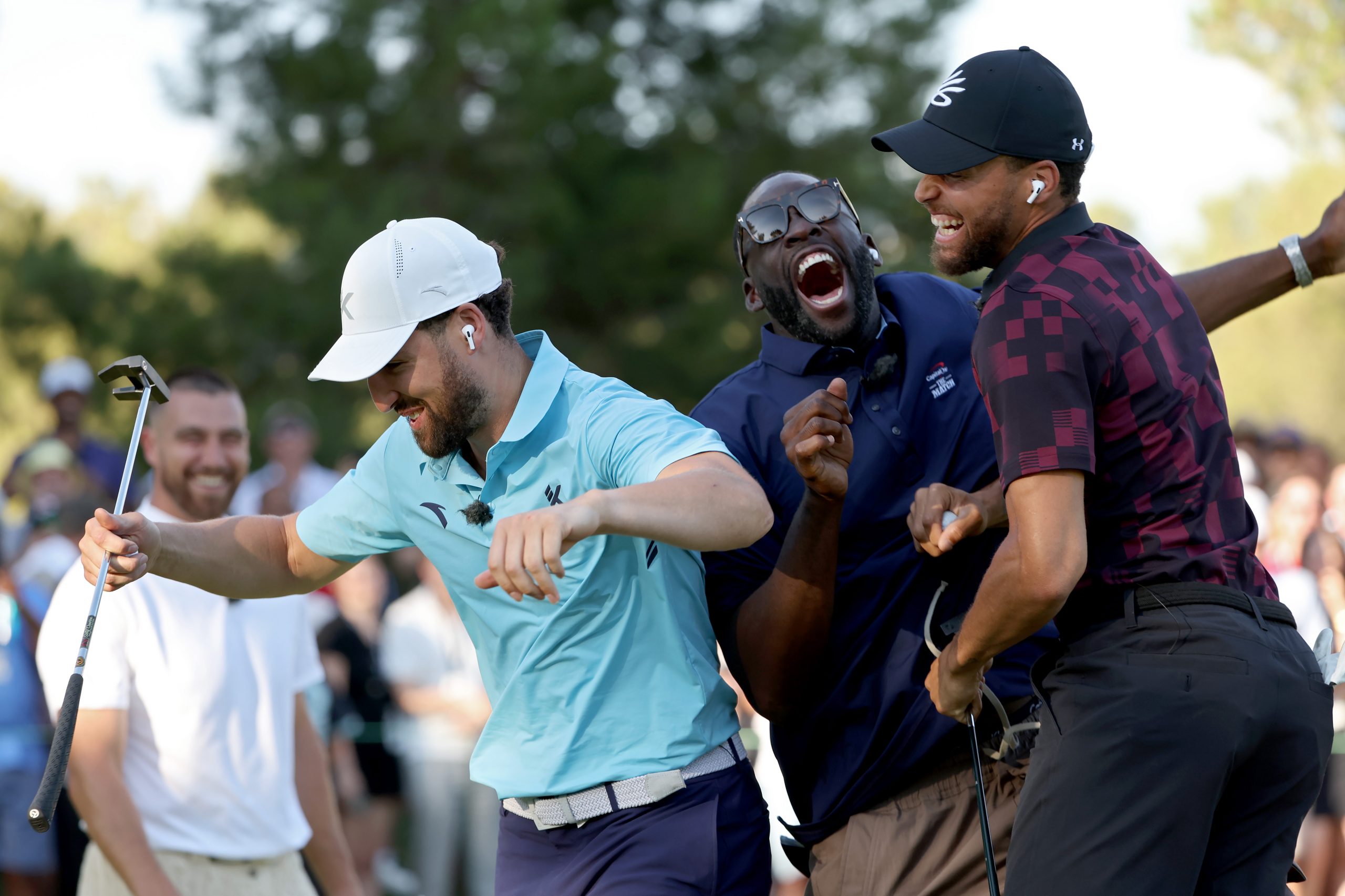 Klay Thompson wipes out bystander and Draymond Green loses £10k bet as Steph Curry stunned in The Match | talkSPORT