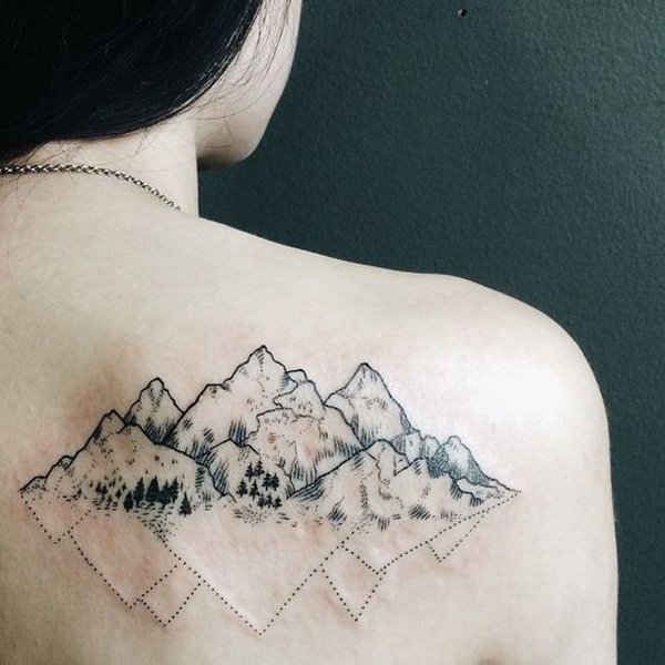 mountain back tattoo