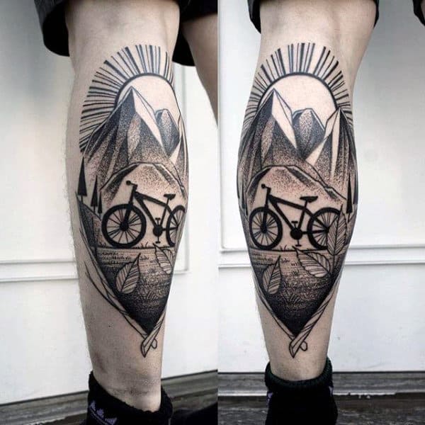 mountain leg tattoo