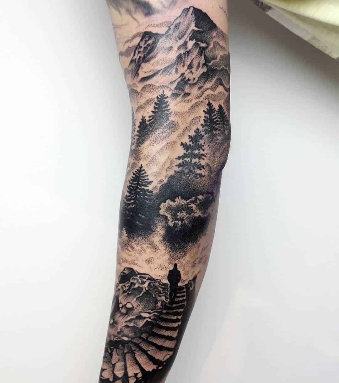 mountain sleeve tattoo