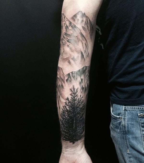 mountain sleeve tattoo