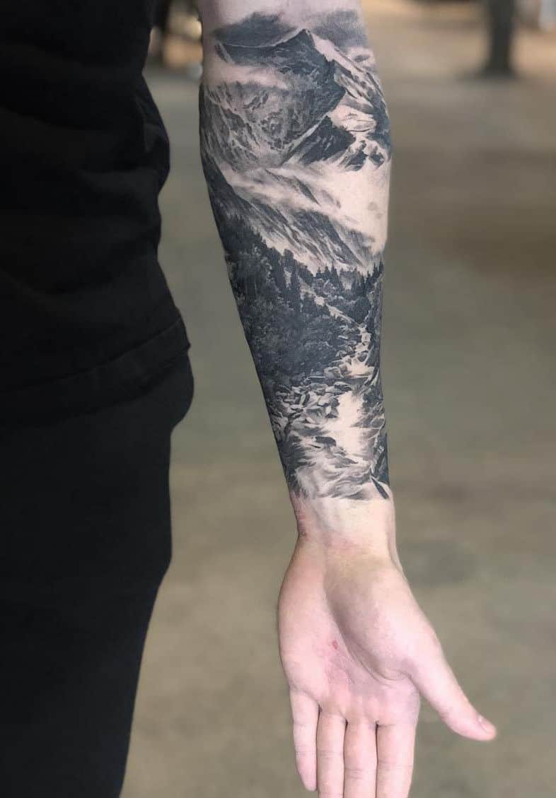 mountain sleeve tattoo