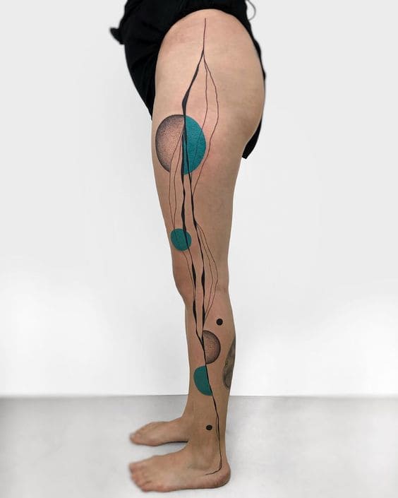 Abstract Woman Leg Tattoos 4