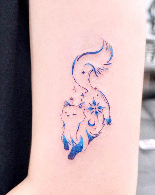 Fantasy cat tattoo by @e.hyang_.tattoo