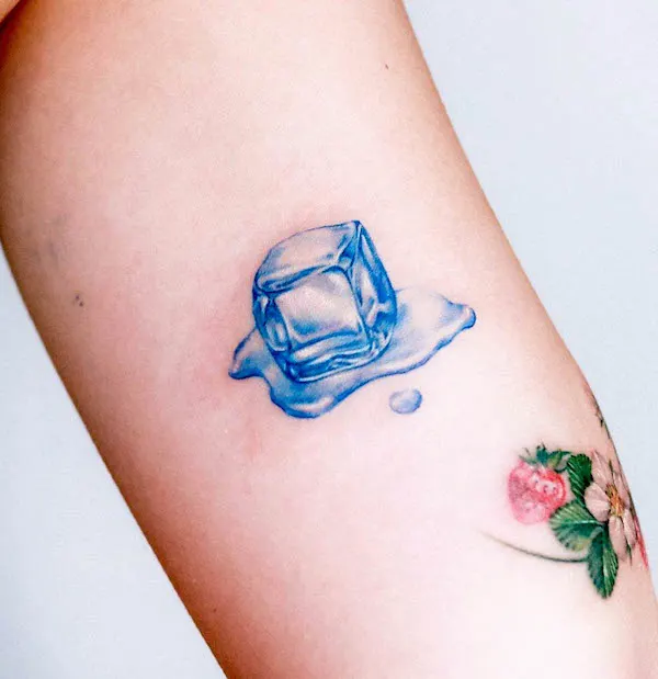 Melting ice cube tattoo by @guseul_tattoo