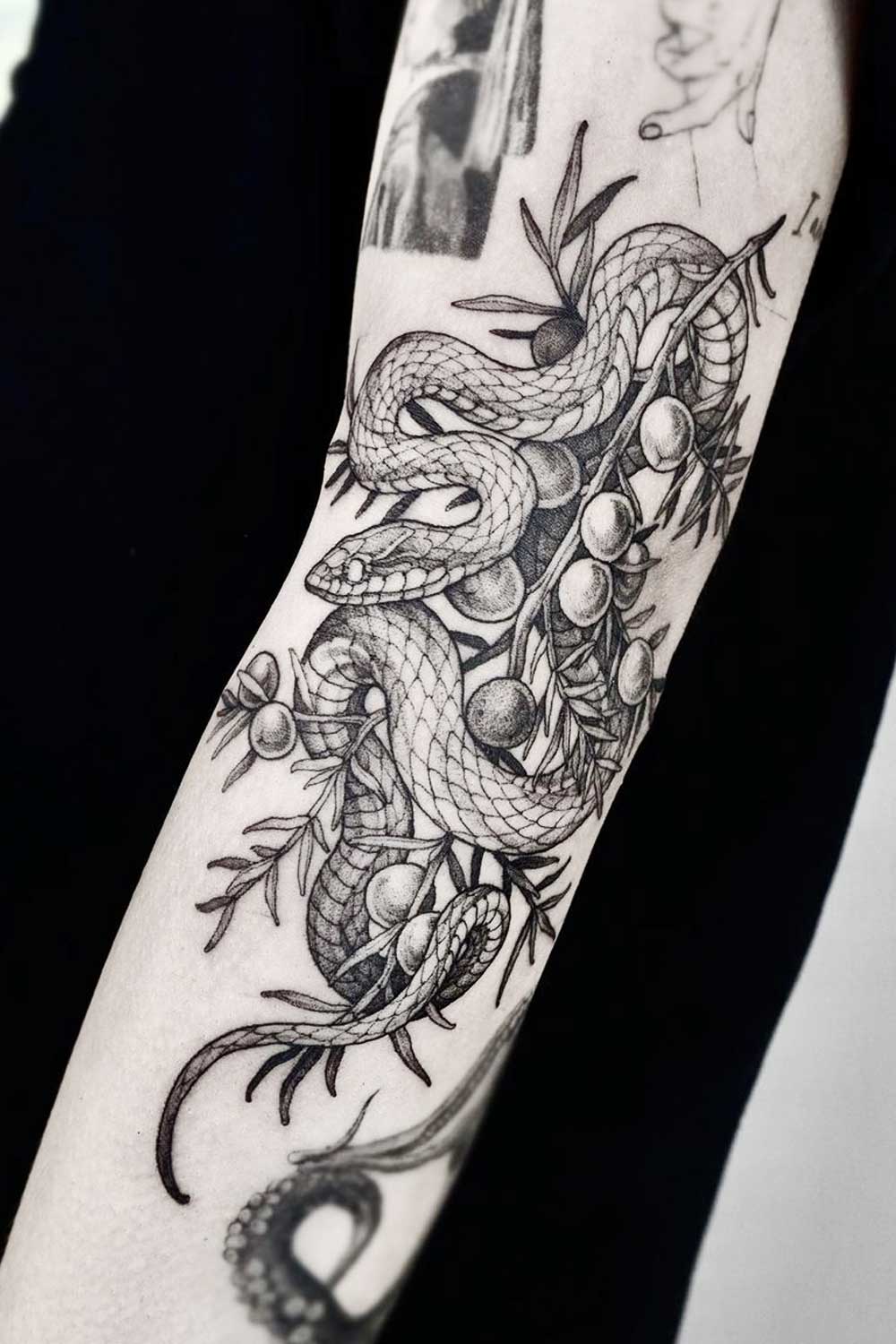 Black and White Snake Tattoo