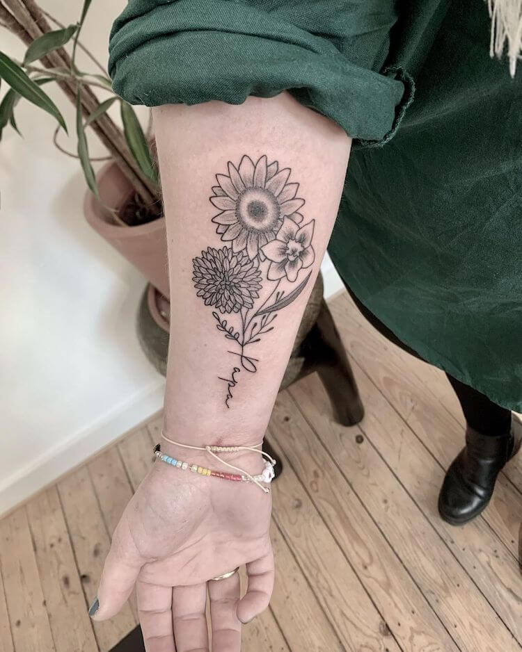 Sunflower Bouquet Tattoo 