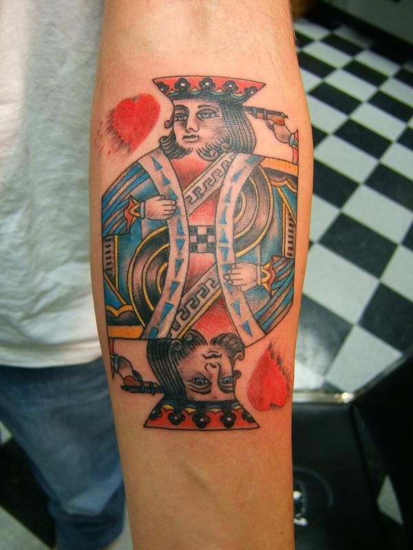 King of hearts playing card tattoo